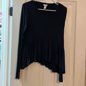Tillys Black Peplum Style Tee. Size S